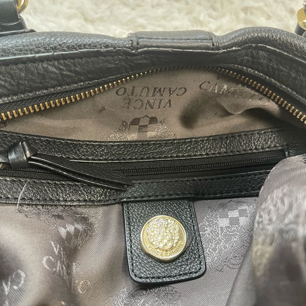 Vince Camuto Black Leather Handbag shoulder bag with gold tone hardwares - Picture 12 of 15